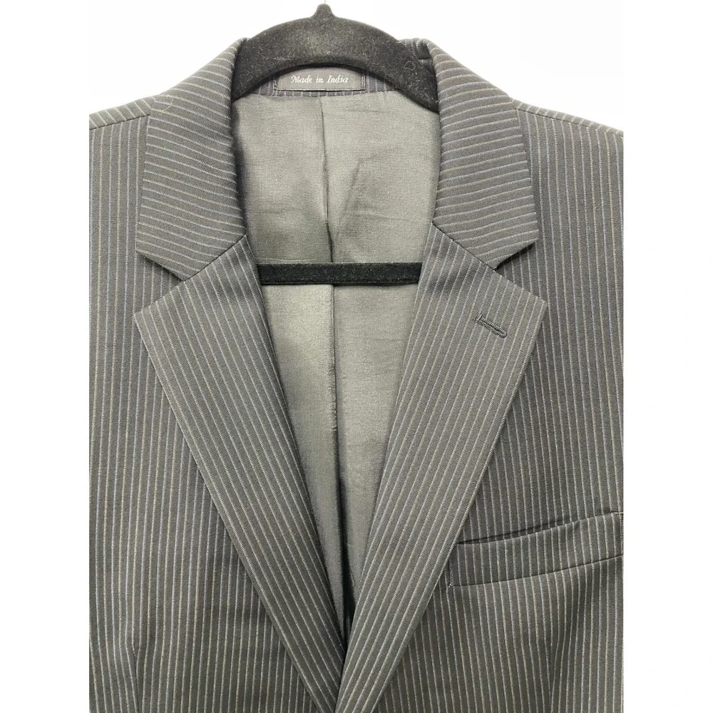 Franco Tassi Wool Pinstripe Blazer Black Grey Mens 44R Business Coat Suit Jacket